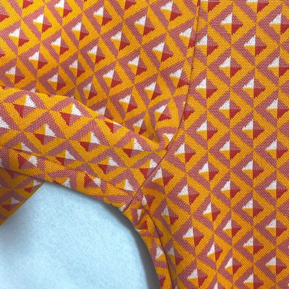 Zara Retro Mod Geometric Y2K style Orange Flare Pants size Medium - Picture 7 of 12
